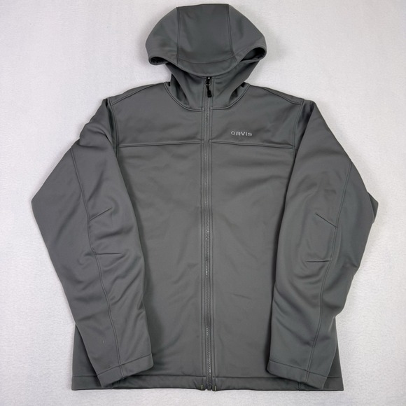 Orvis Other - Orvis Men's Medium Gray Softshell Hooded Full Zip Jacket Coat